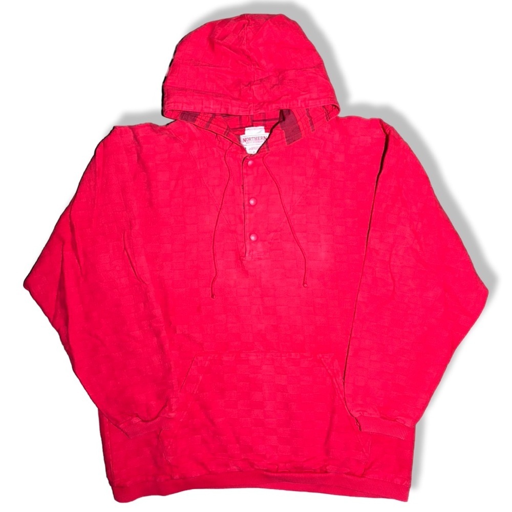 Vintage Textured Checkered Quarter Snap Hoodie